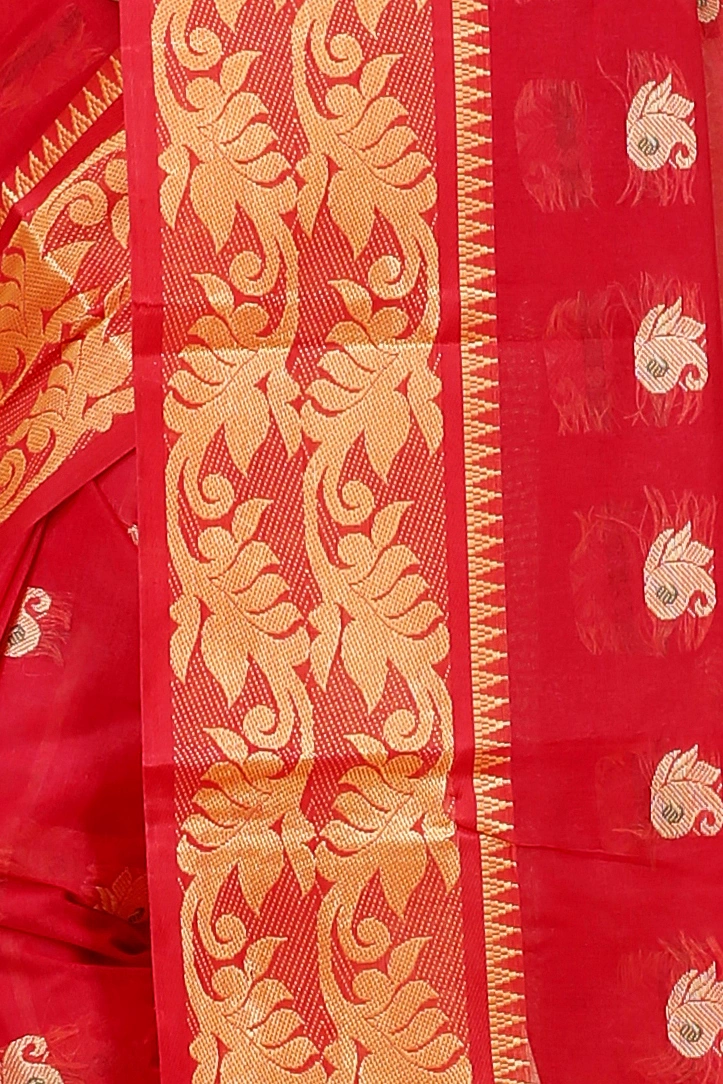 Red Pure Cotton HasFul Tant Saree (788)