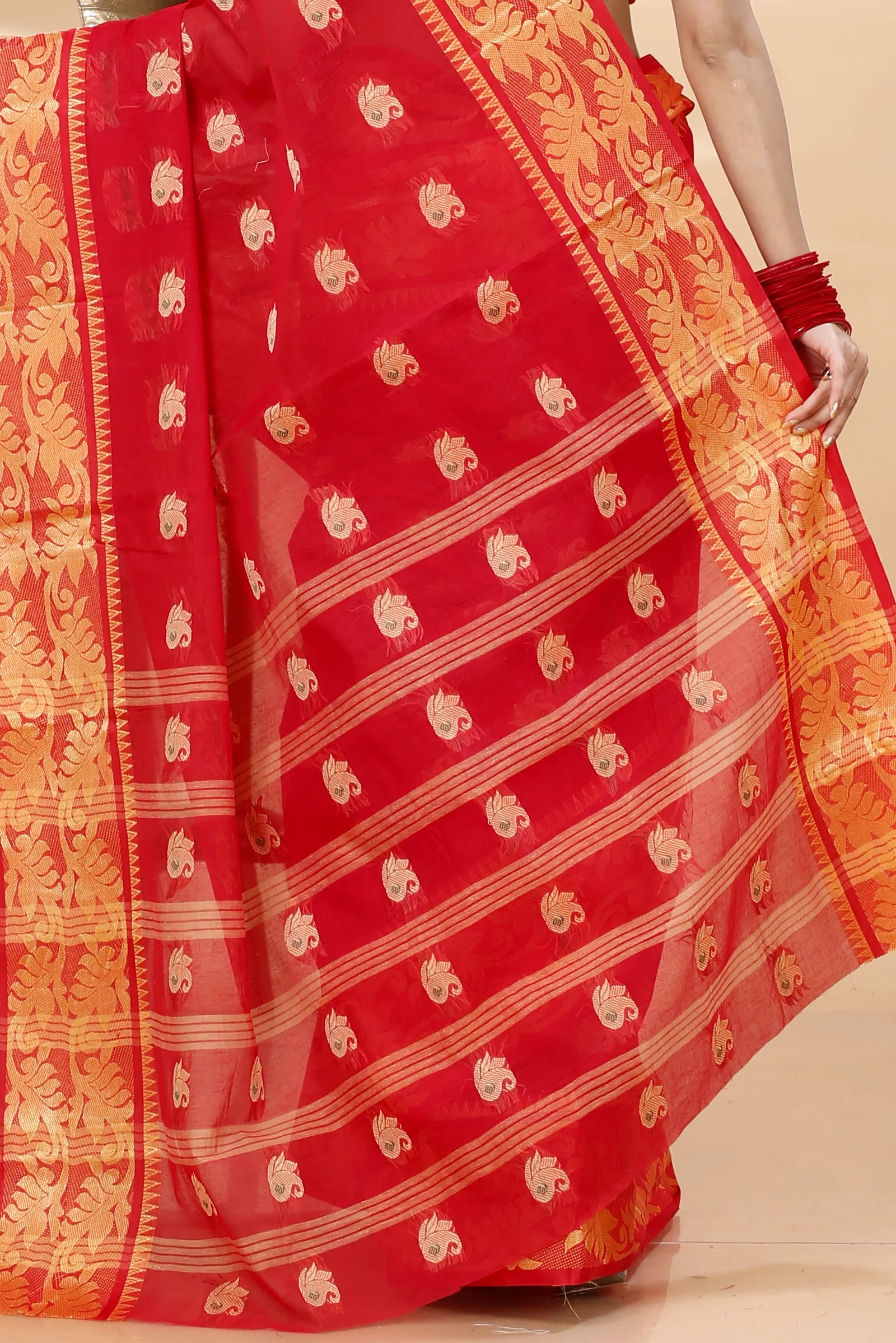 Red Pure Cotton HasFul Tant Saree (788)