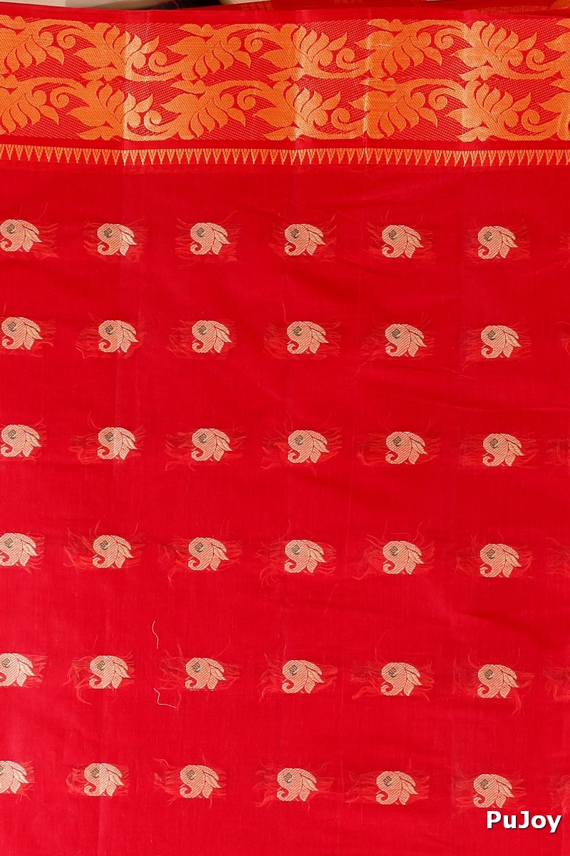 Red Pure Cotton HasFul Tant Saree (788)