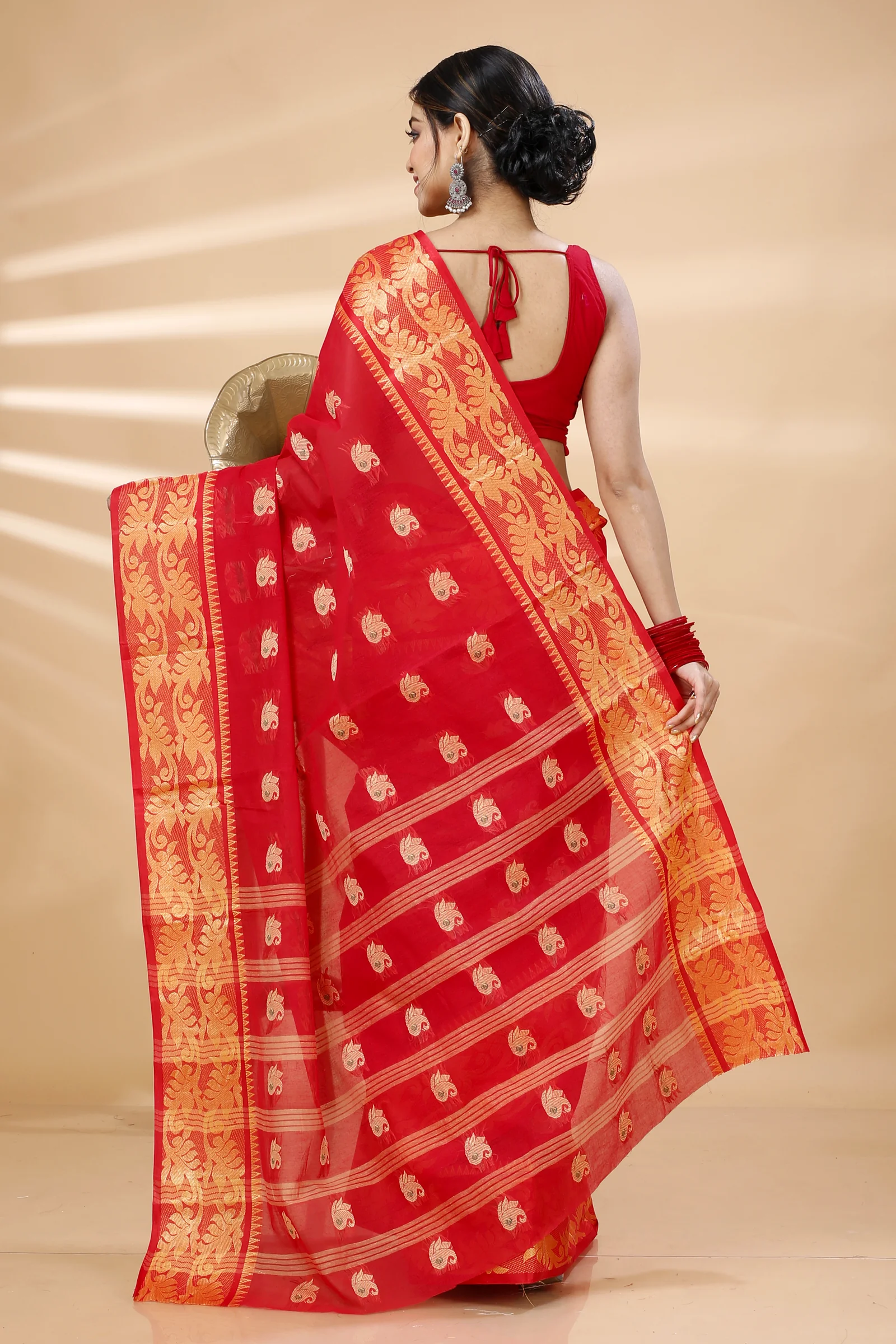 Red Pure Cotton HasFul Tant Saree (788)
