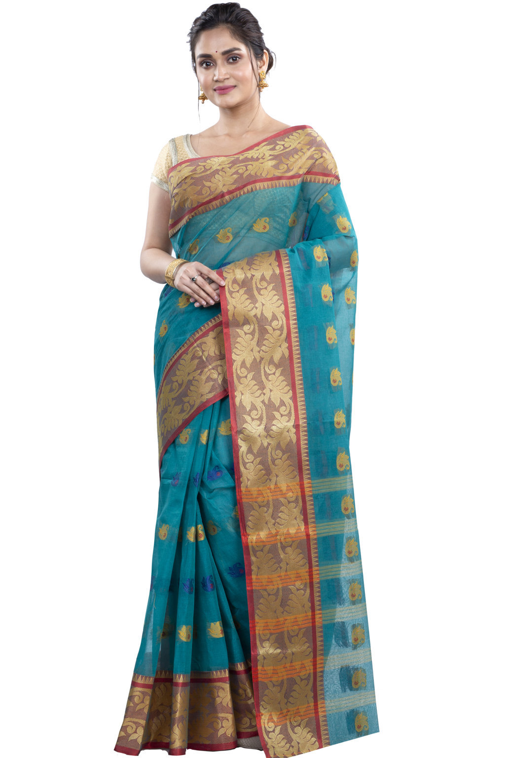 See Green Pure Cotton HasFul Tant Saree (789)
