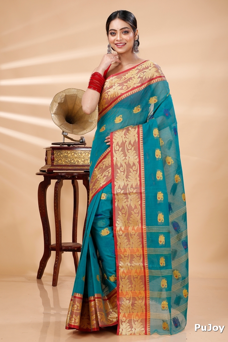 See Green Pure Cotton HasFul Tant Saree (789)