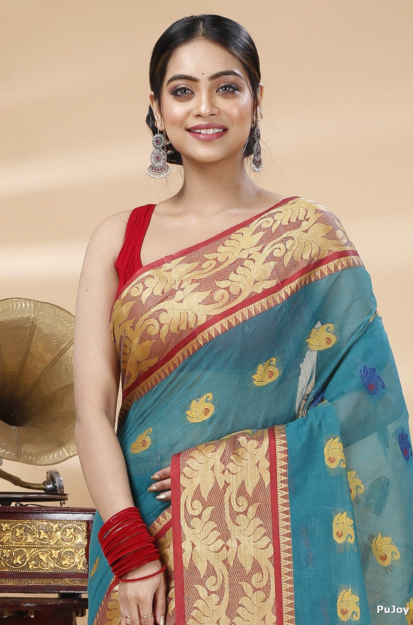 See Green Pure Cotton HasFul Tant Saree (789)