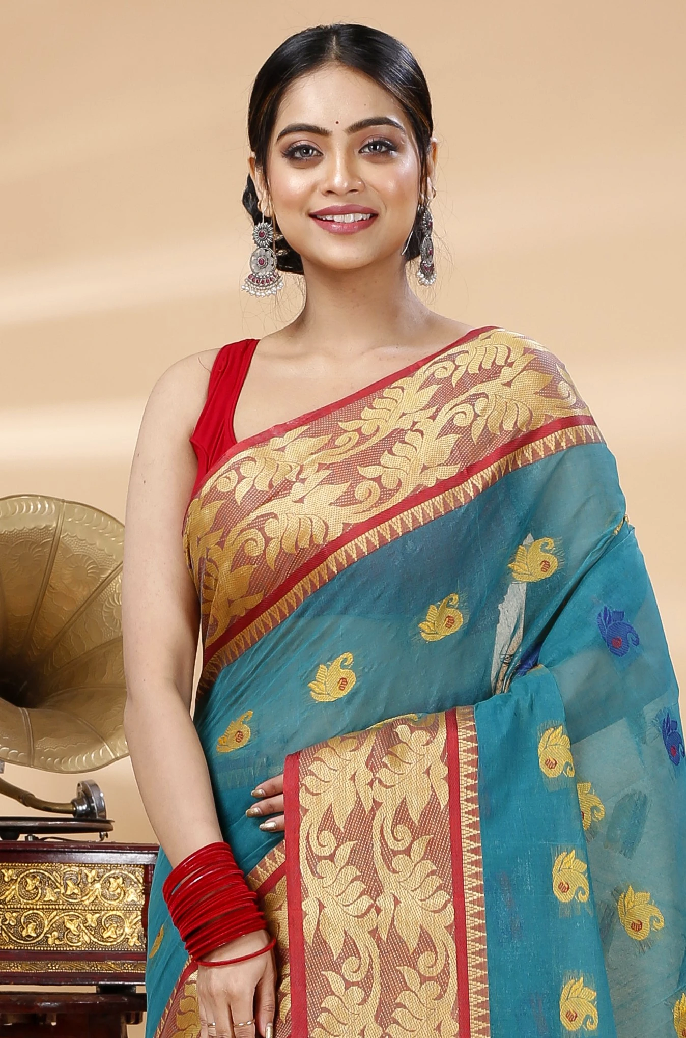 See Green Pure Cotton HasFul Tant Saree (789)
