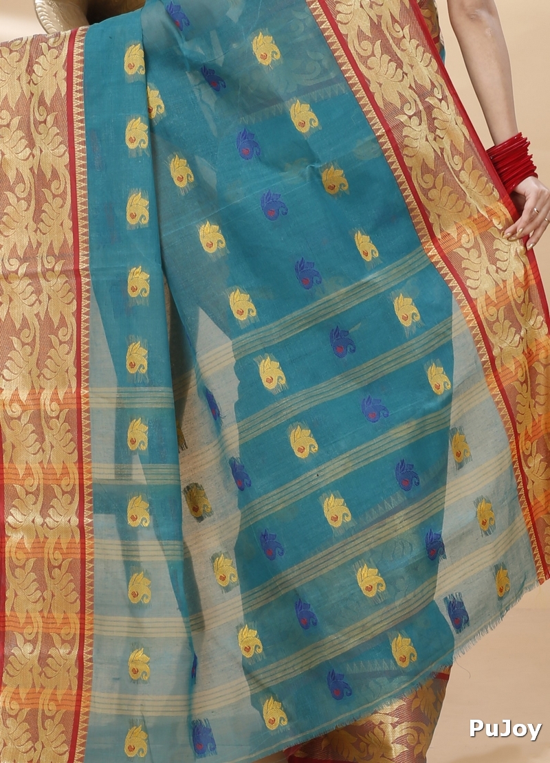 See Green Pure Cotton HasFul Tant Saree (789)