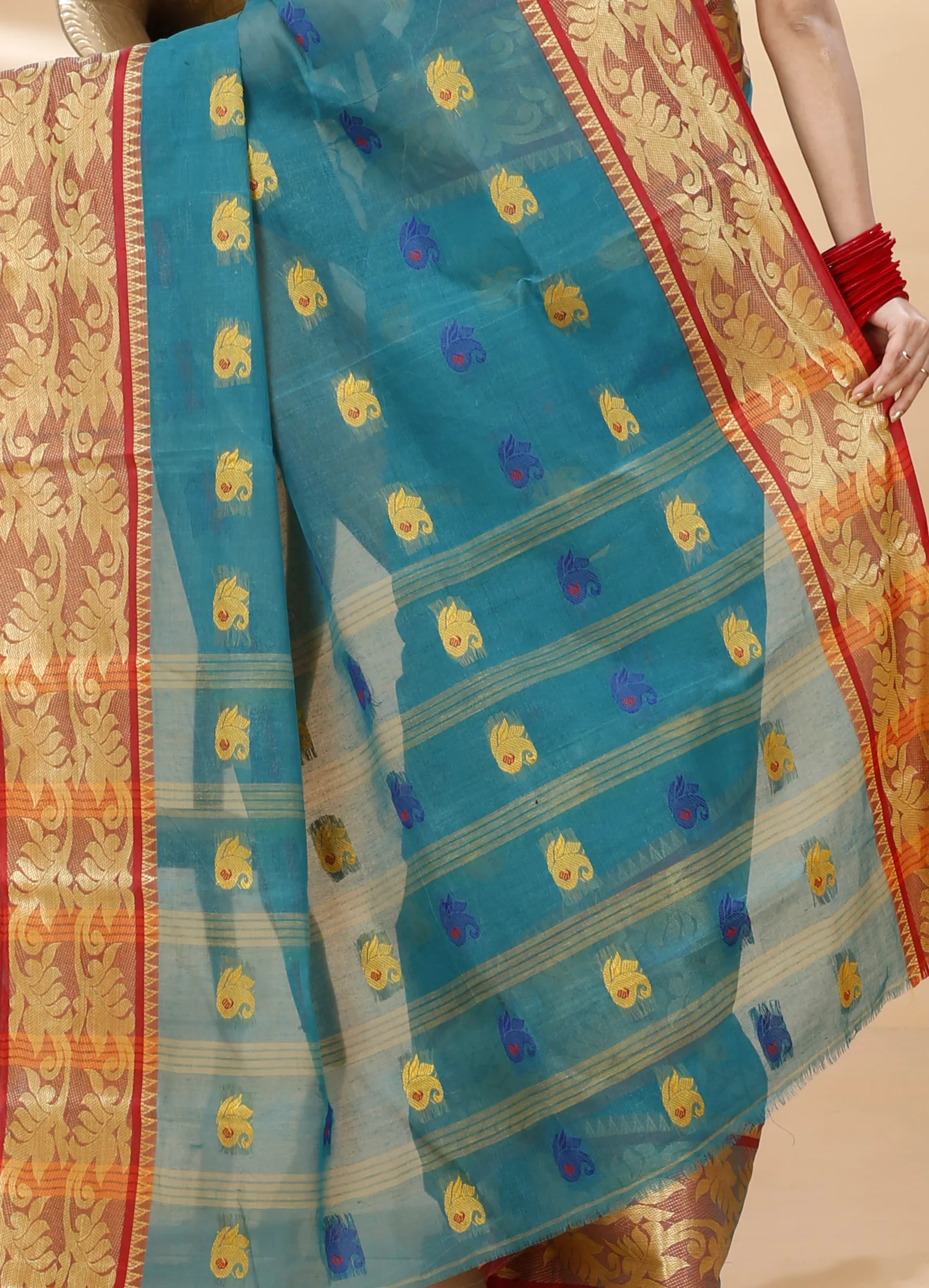 See Green Pure Cotton HasFul Tant Saree (789)