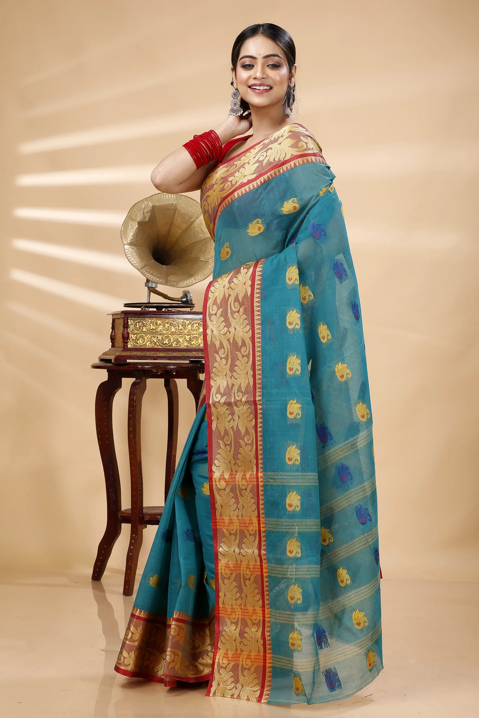 See Green Pure Cotton HasFul Tant Saree (789)
