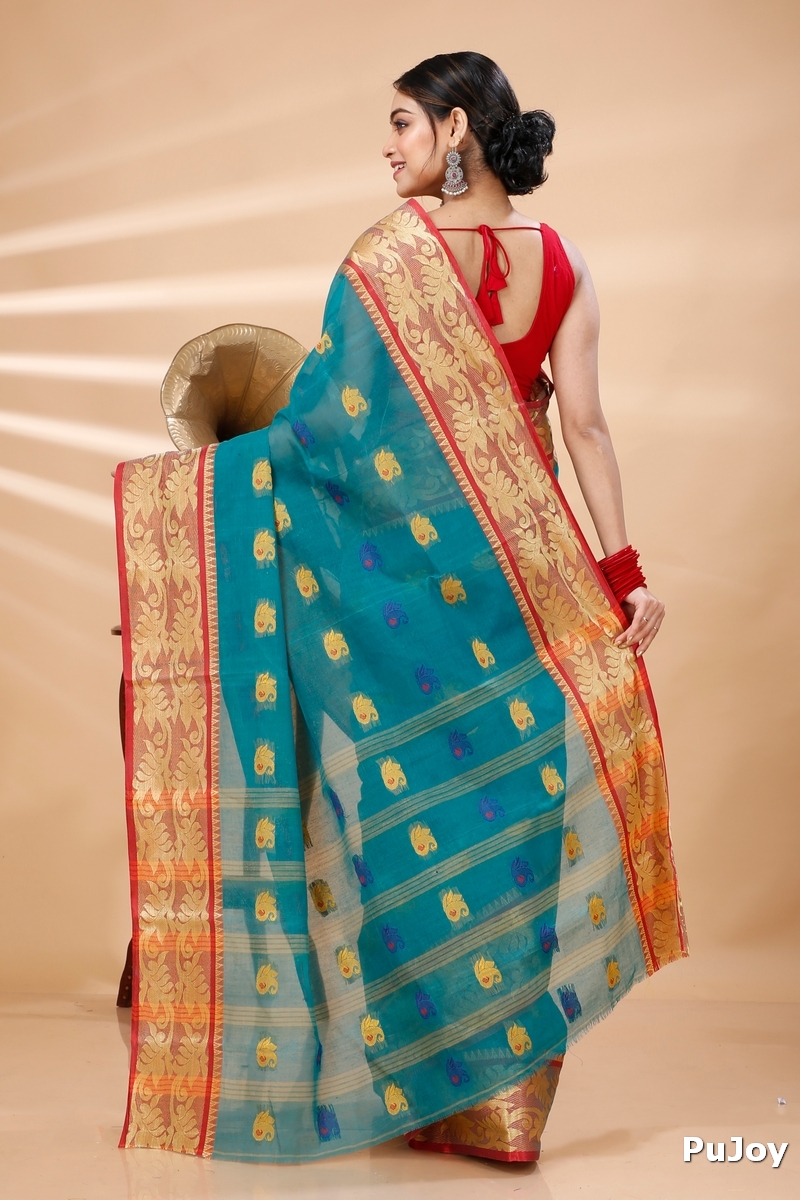 See Green Pure Cotton HasFul Tant Saree (789)