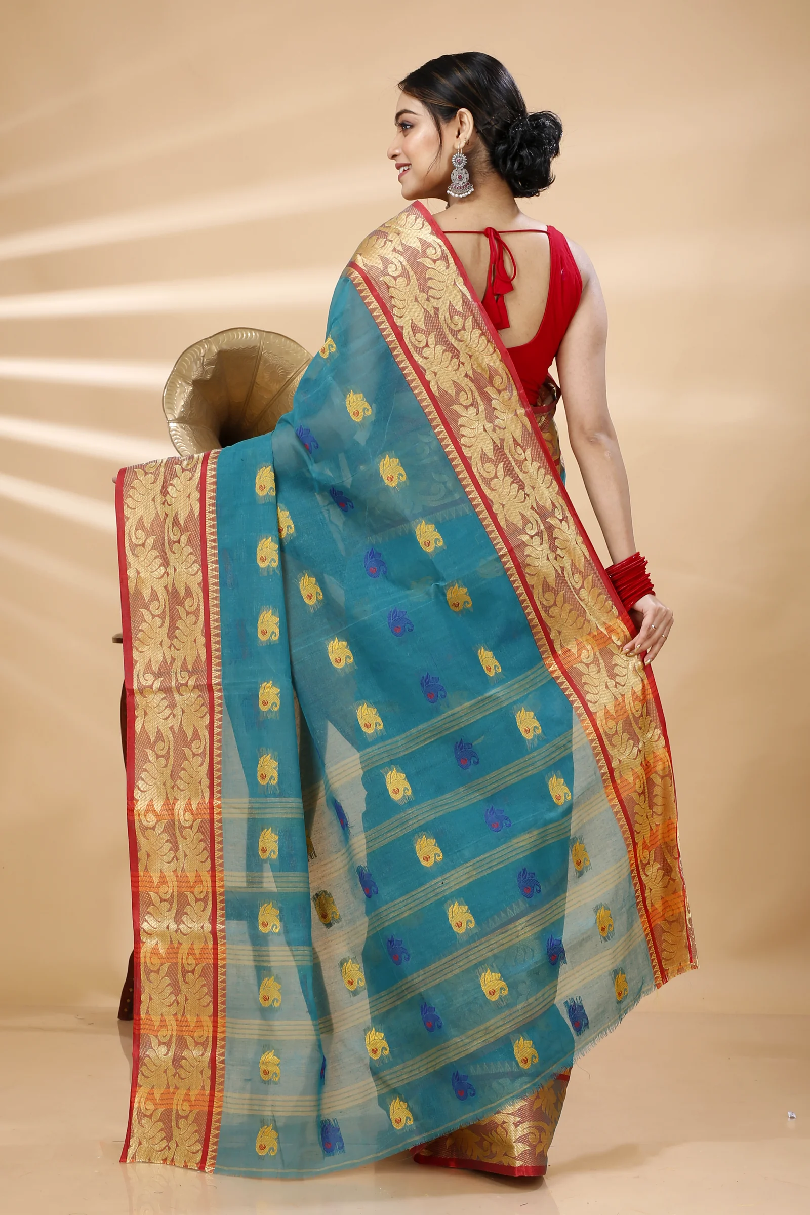 See Green Pure Cotton HasFul Tant Saree (789)