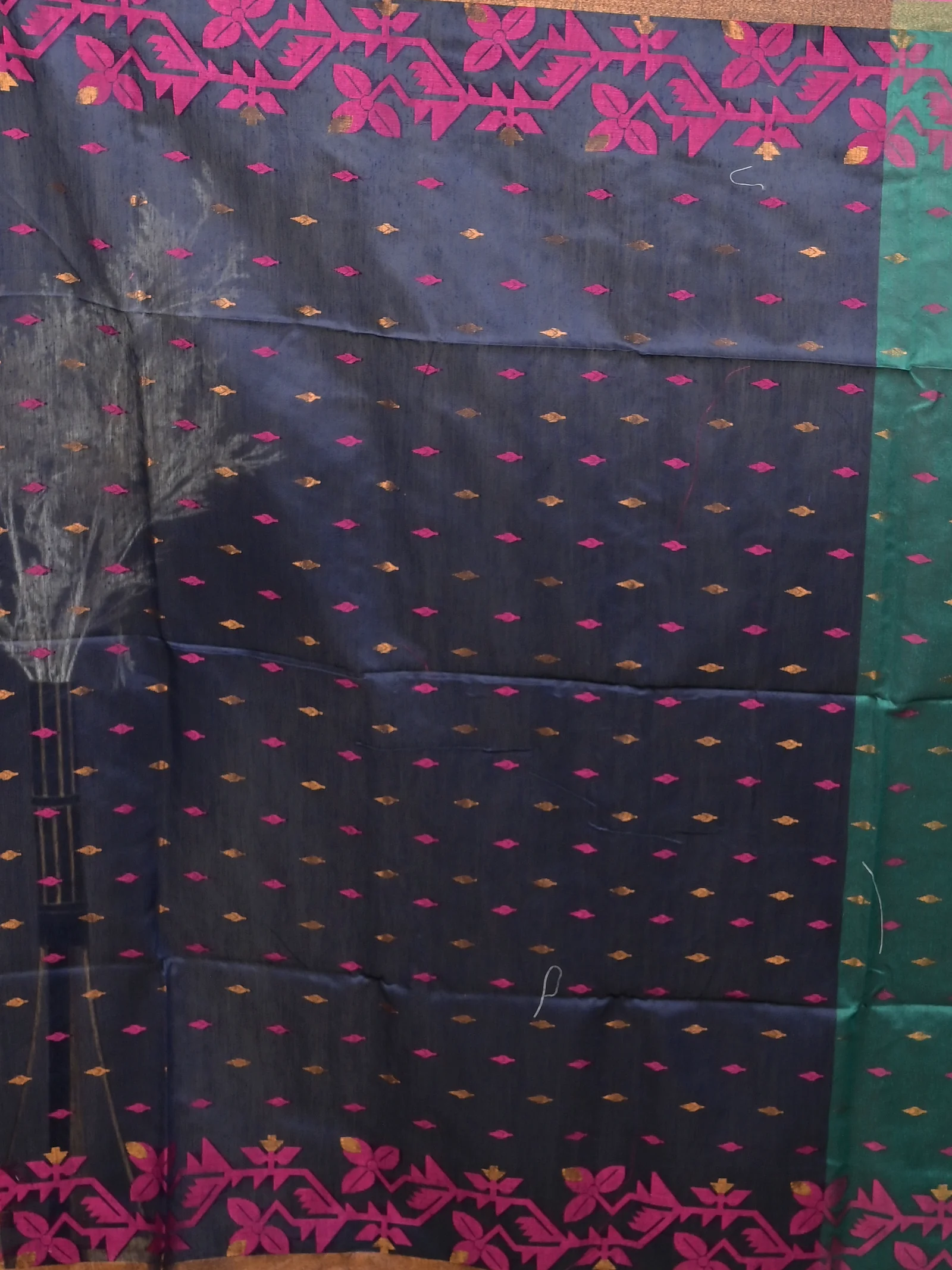 Dark Green Cotton Parvon Kanjivaram Silk Saree  (79)