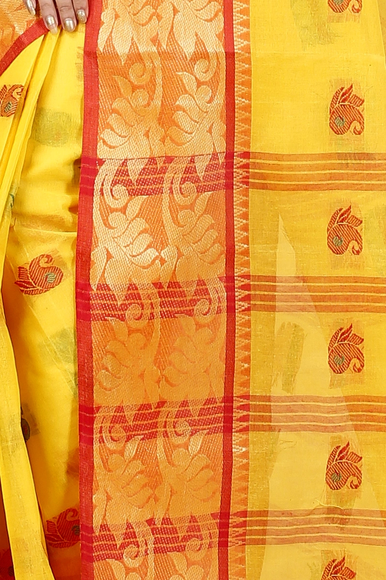 Yellow Pure Cotton HasFul Tant Saree (790)