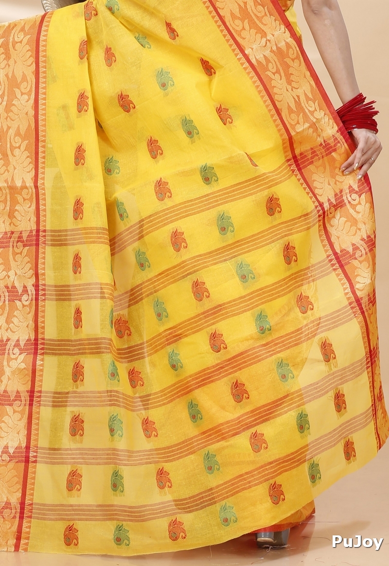 Yellow Pure Cotton HasFul Tant Saree (790)