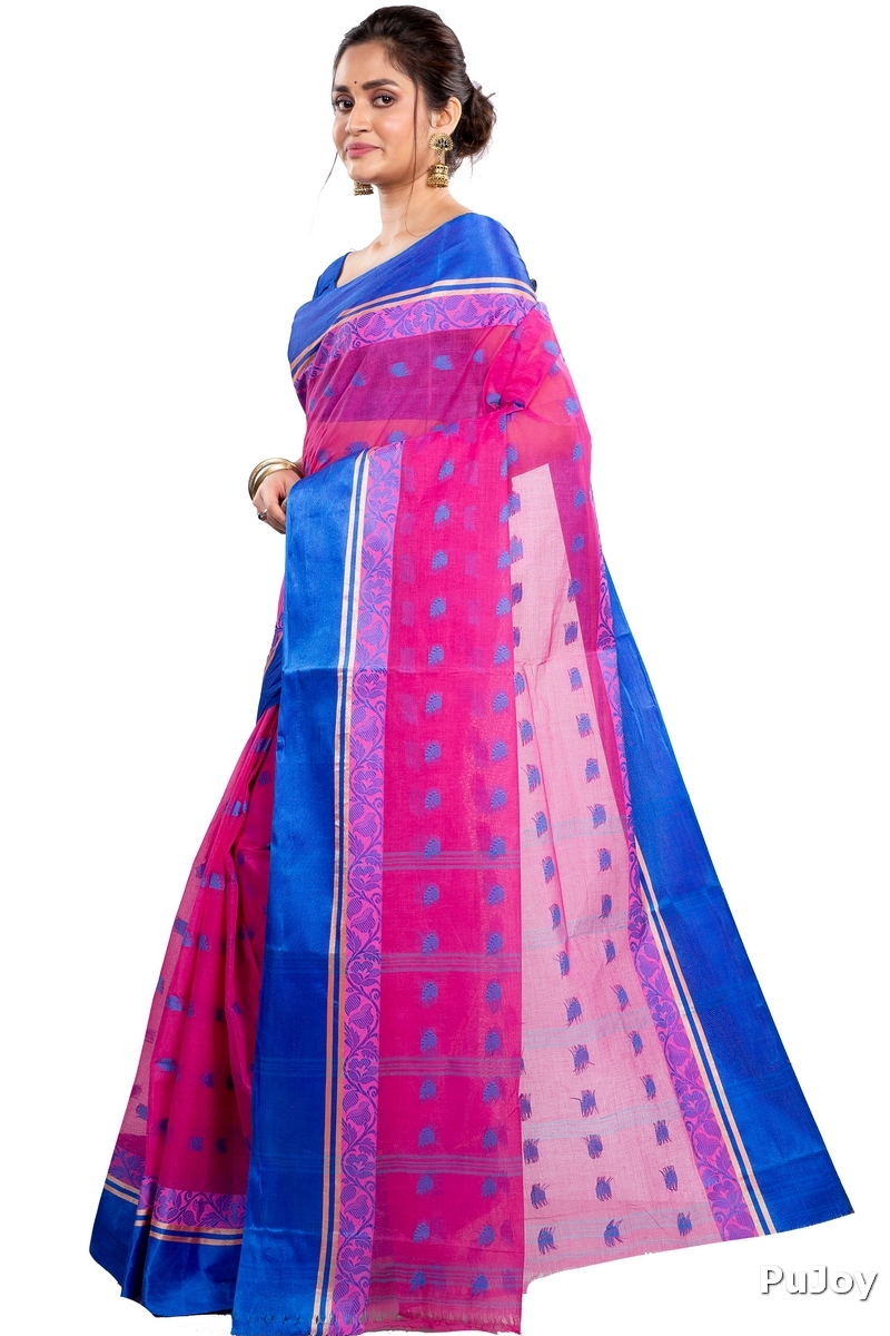 Pink Pure Cotton Sukla_Velvet Tant Saree (796)