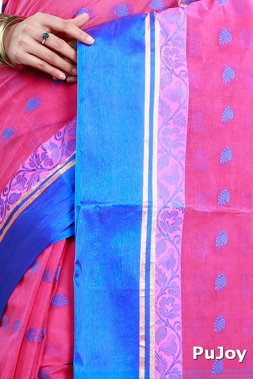 Pink Pure Cotton Sukla_Velvet Tant Saree (796)