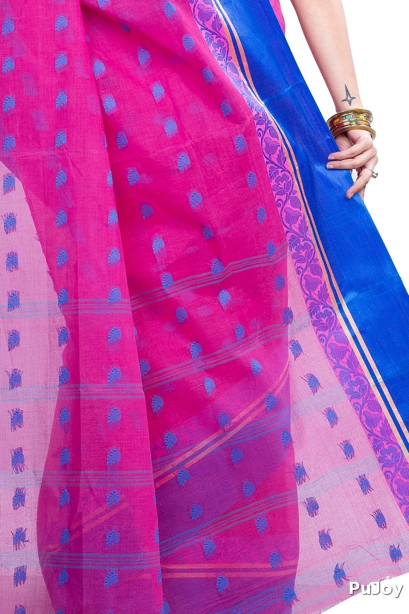 Pink Pure Cotton Sukla_Velvet Tant Saree (796)