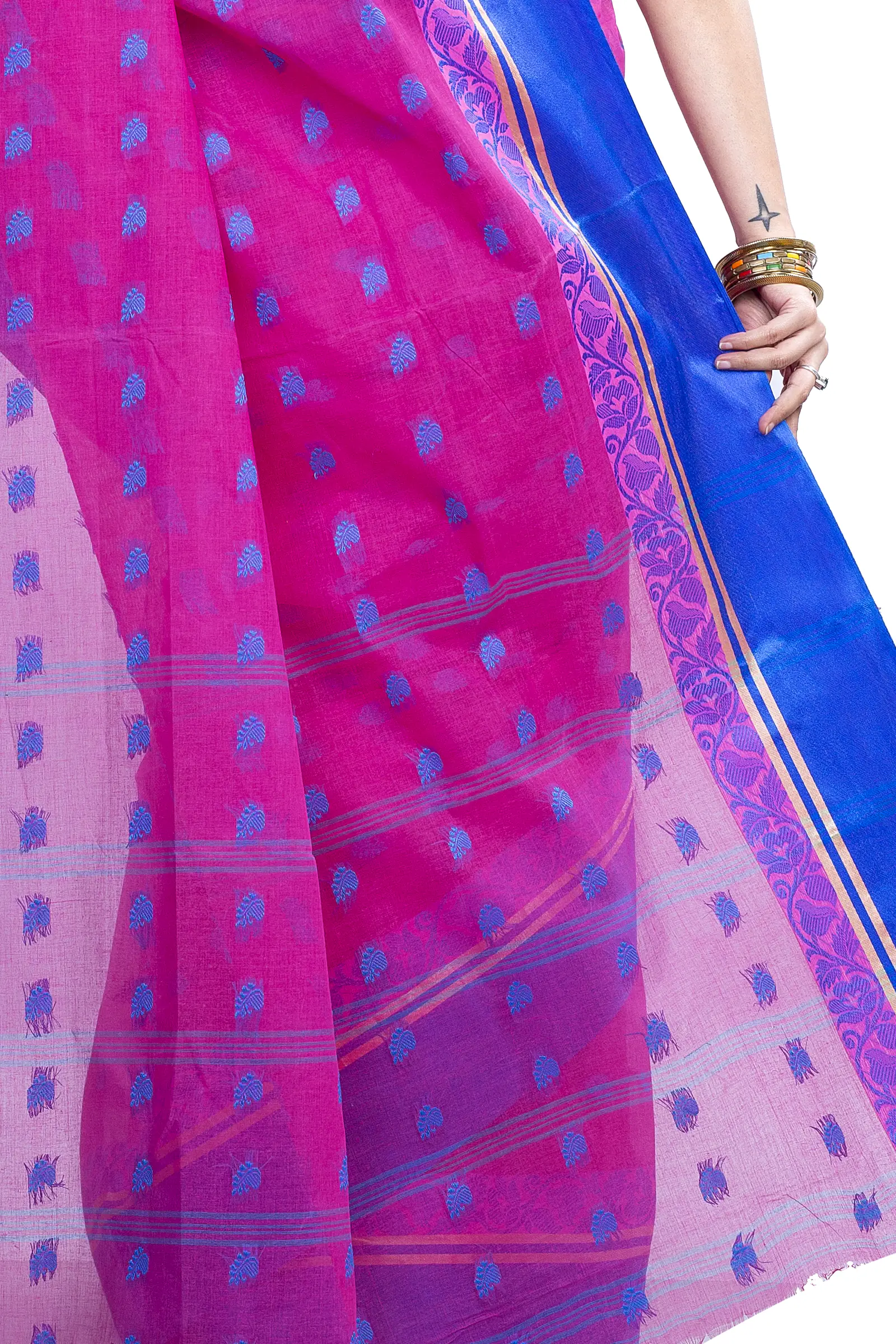 Pink Pure Cotton Sukla_Velvet Tant Saree (796)
