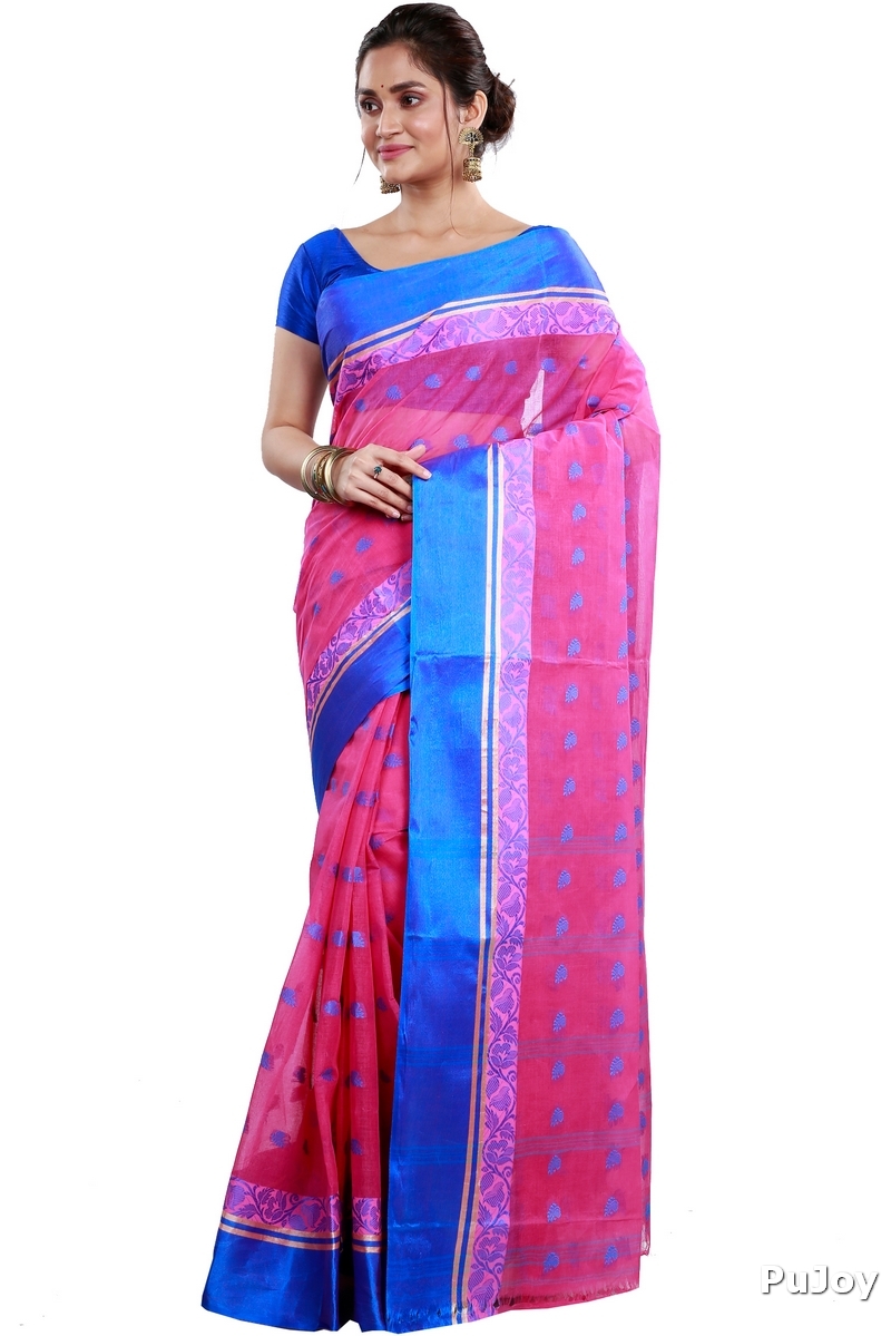 Pink Pure Cotton Sukla_Velvet Tant Saree (796)