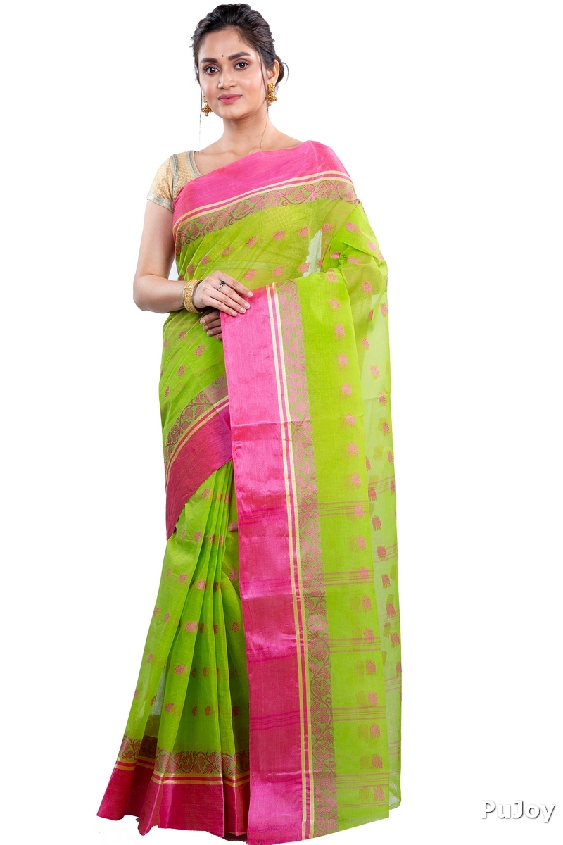 Green Pure Cotton Sukla_Velvet Tant Saree (797)