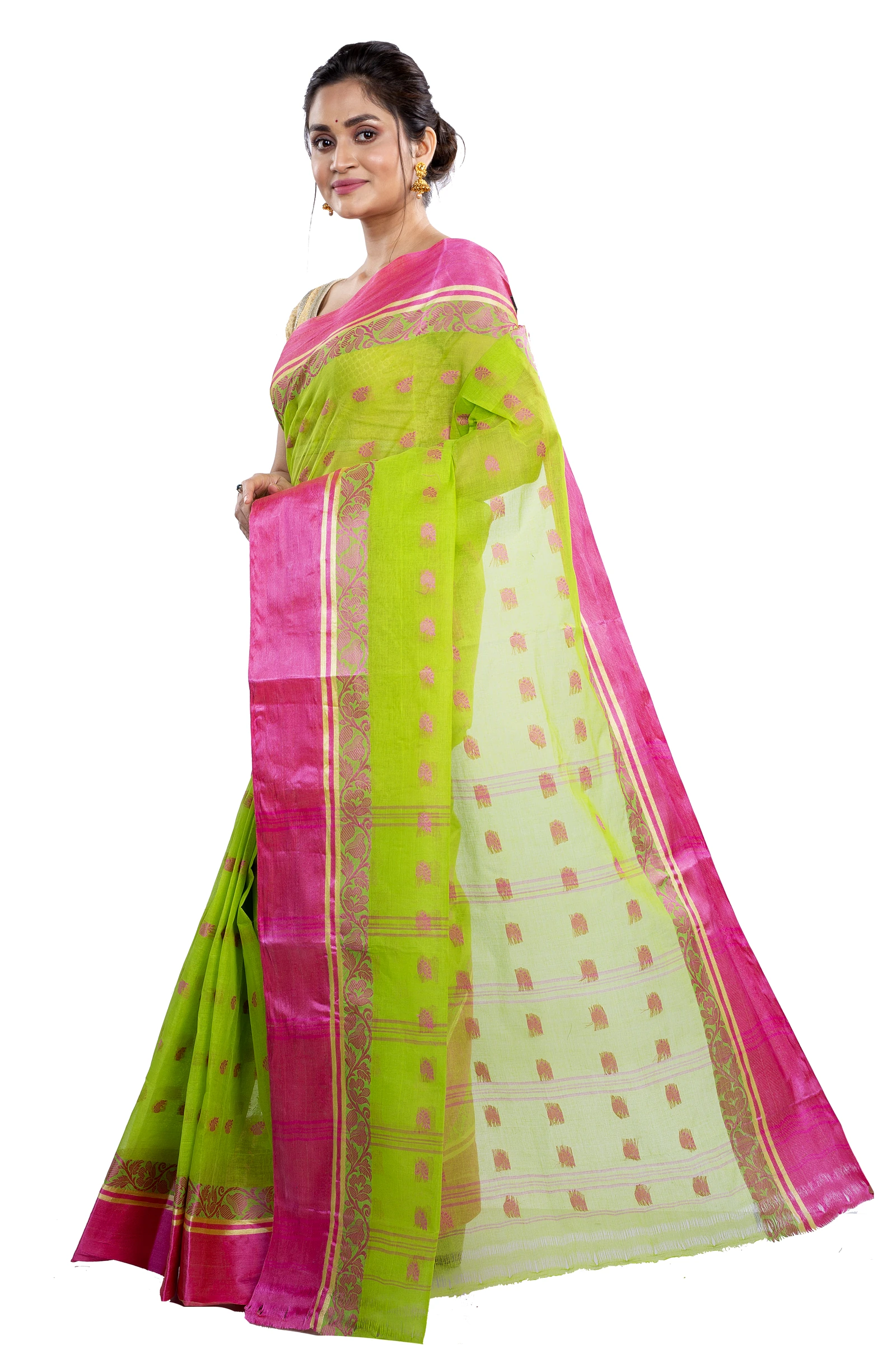 Green Pure Cotton Sukla_Velvet Tant Saree (797)