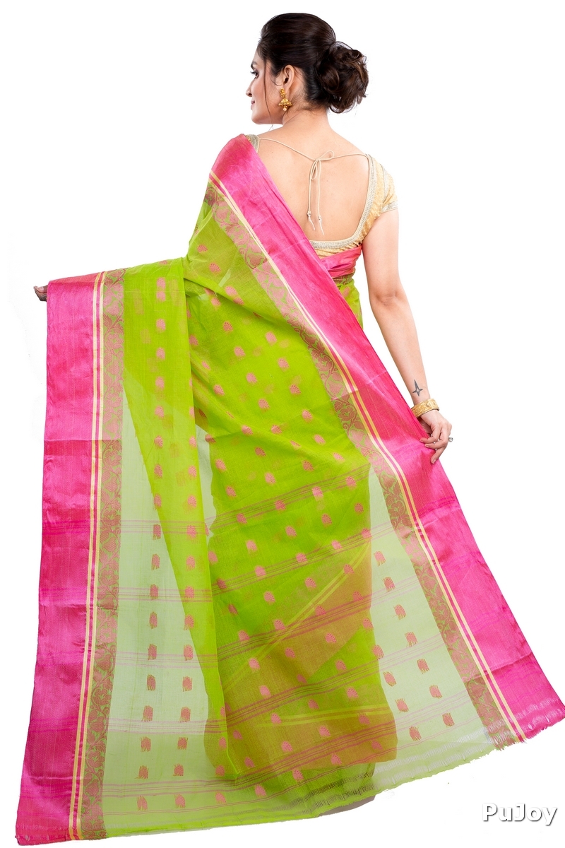 Green Pure Cotton Sukla_Velvet Tant Saree (797)