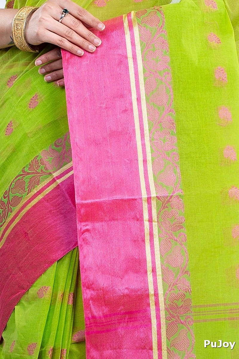 Green Pure Cotton Sukla_Velvet Tant Saree (797)