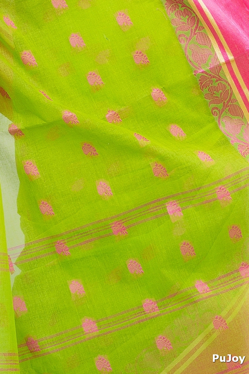 Green Pure Cotton Sukla_Velvet Tant Saree (797)
