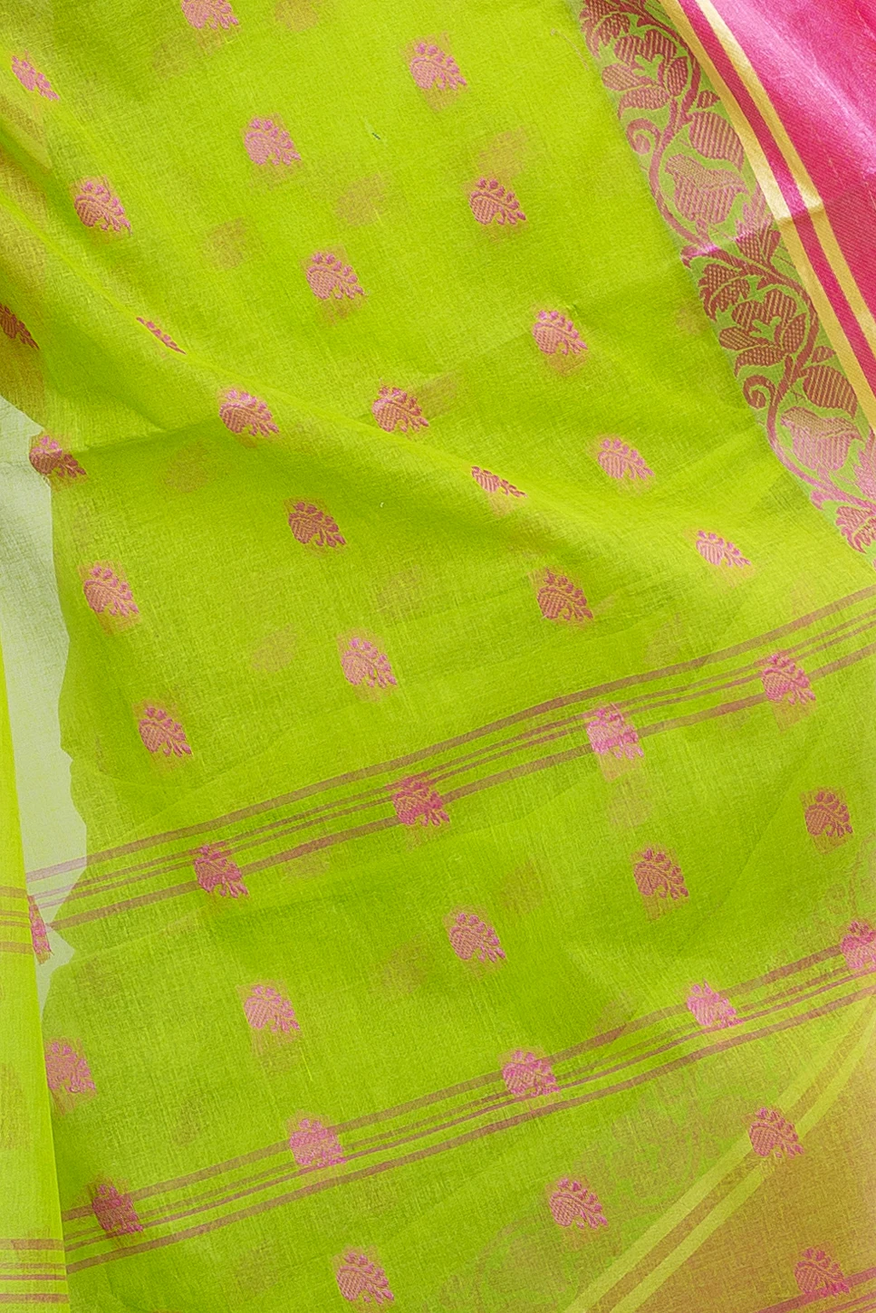 Green Pure Cotton Sukla_Velvet Tant Saree (797)