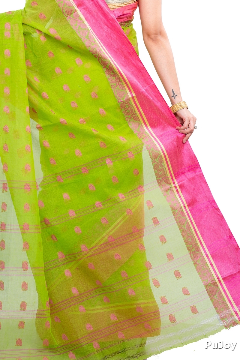 Green Pure Cotton Sukla_Velvet Tant Saree (797)
