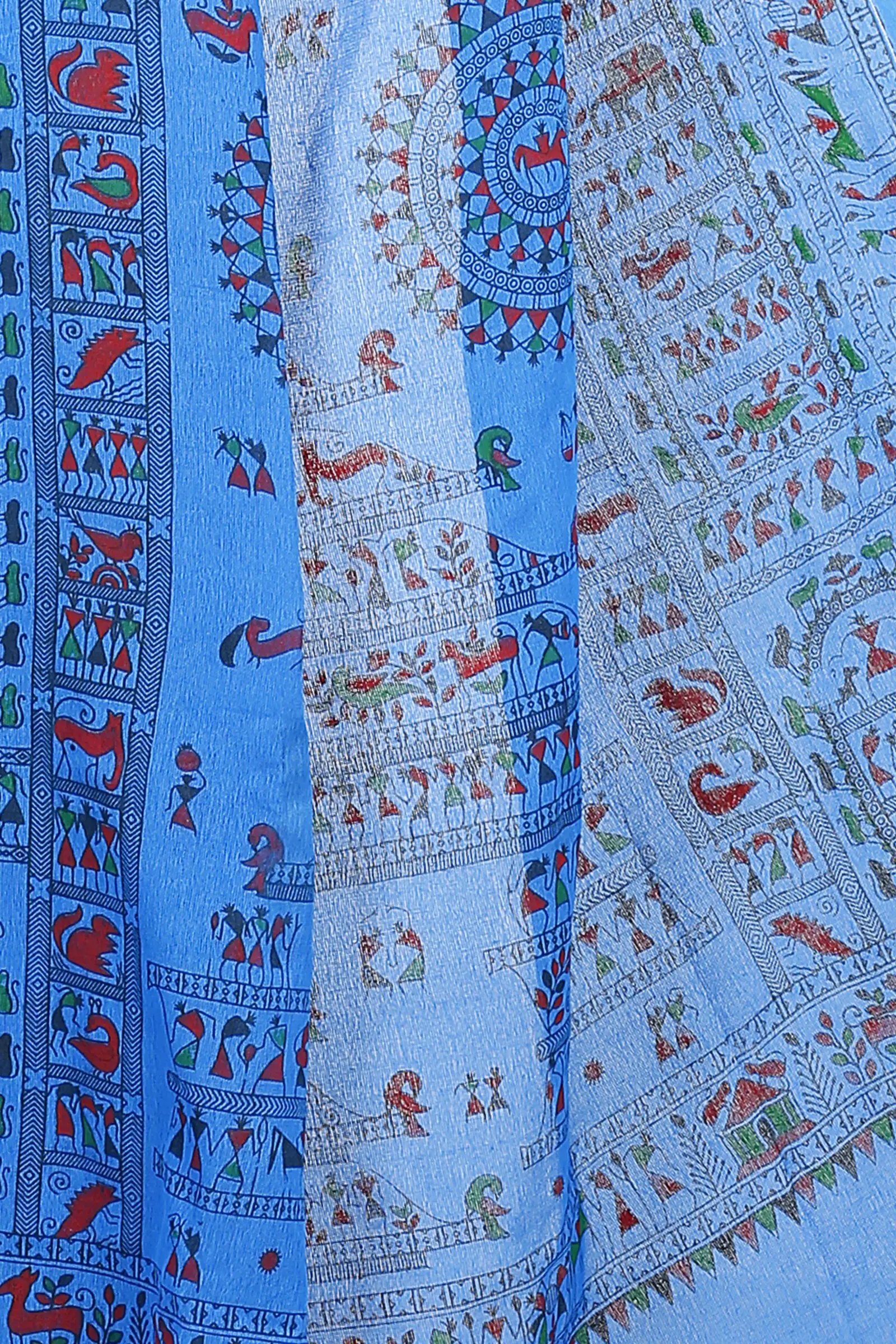 Blue Pure Cotton Rohip Hand Loom Saree (8008)