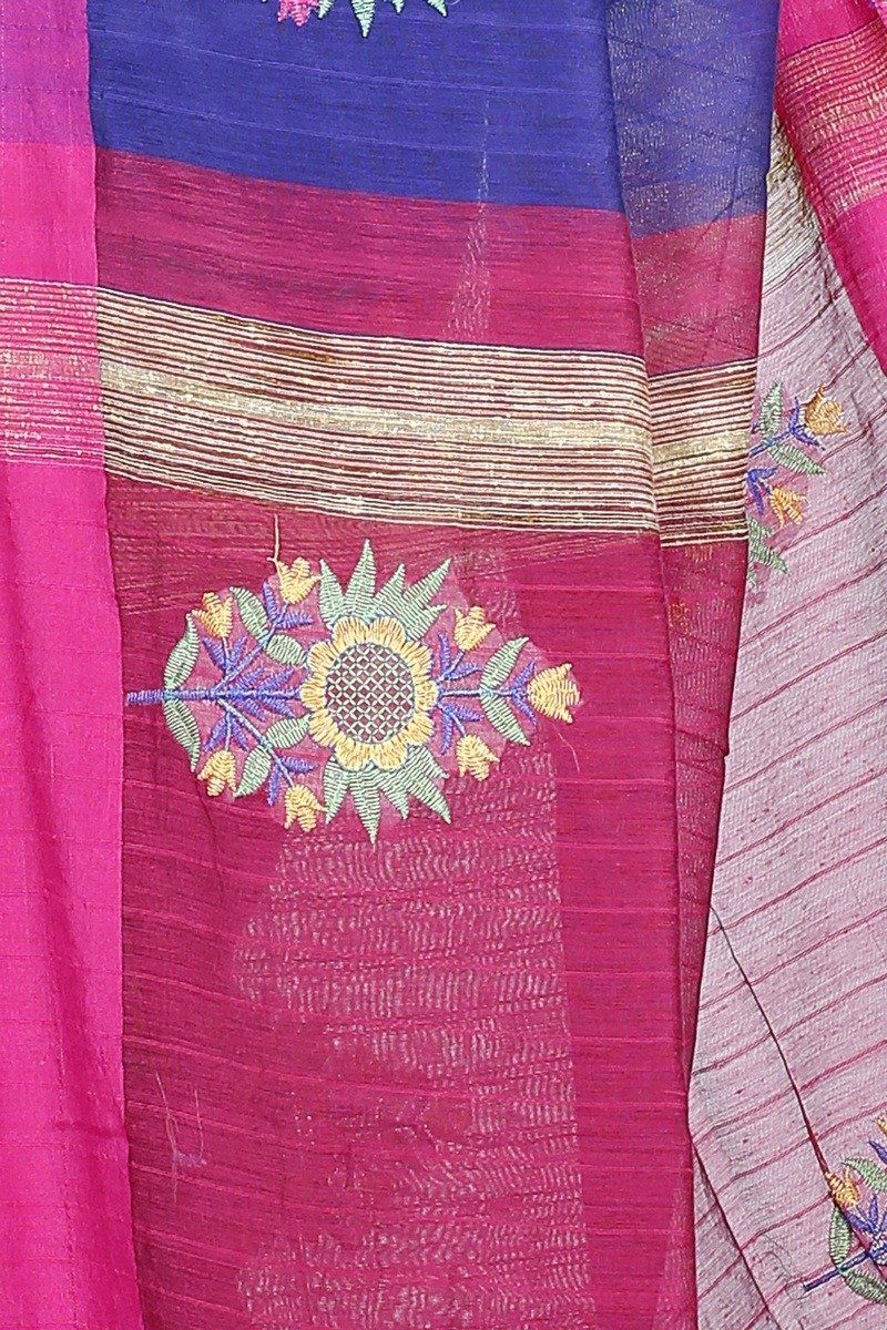 Naby Blue Blended Cotton Rohe Hand Loom Saree (8012)