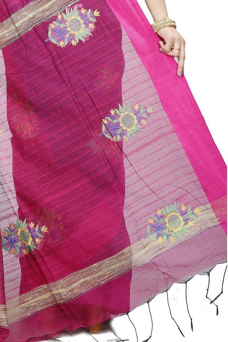 Naby Blue Blended Cotton Rohe Hand Loom Saree (8012)