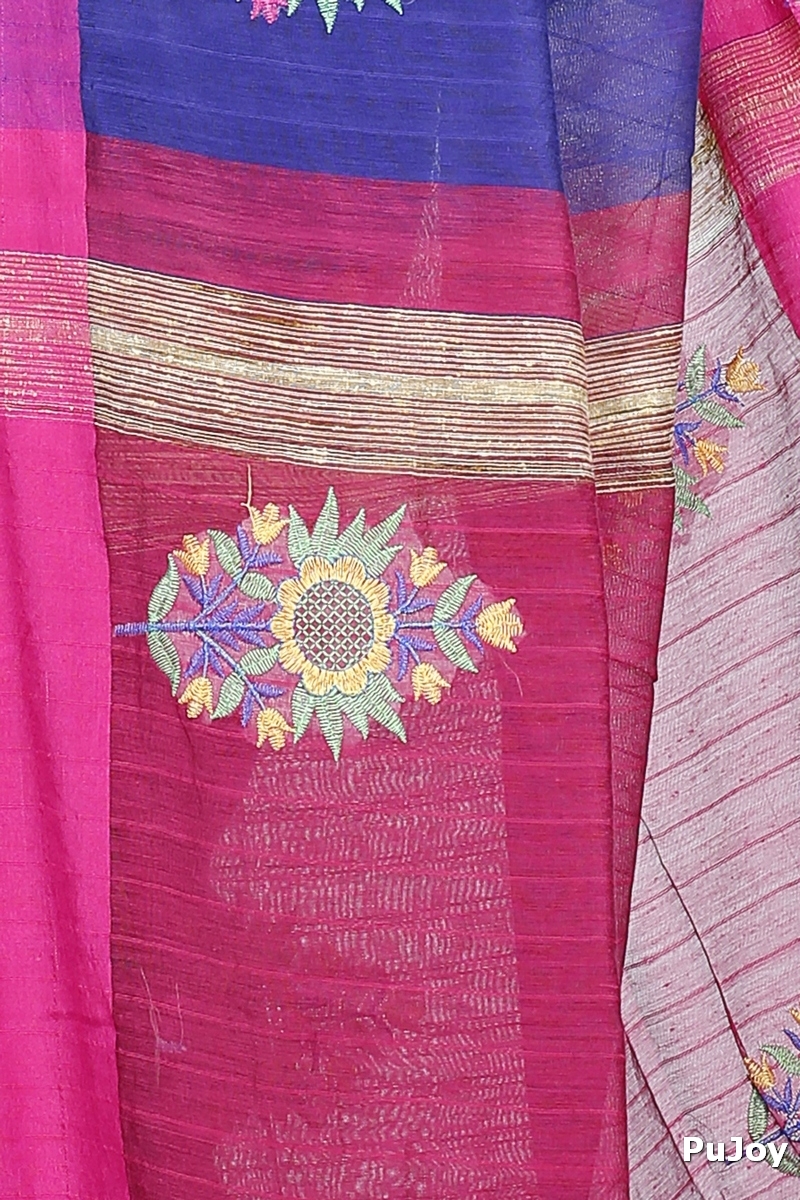 Naby Blue Blended Cotton Rohe Hand Loom Saree (8012)