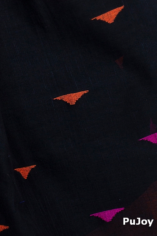 Black Pure Cotton Clasic_Than Hand Loom Saree (802)