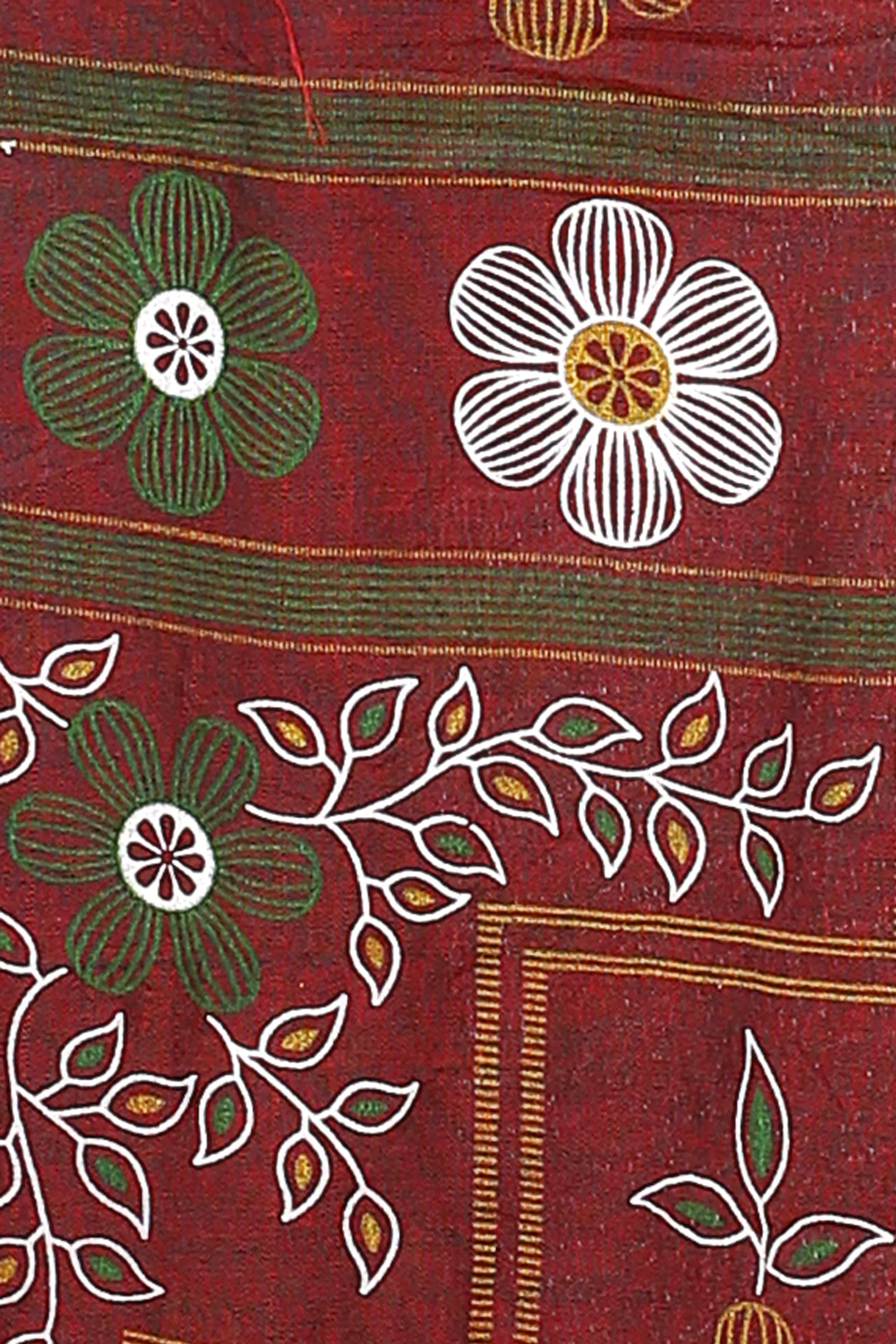 Brown Blended Cotton Rohak Hand Loom Saree (8021)