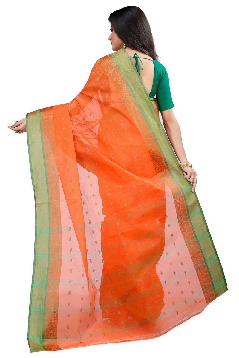 Orange Pure Cotton Rohel Tant Saree (8023)