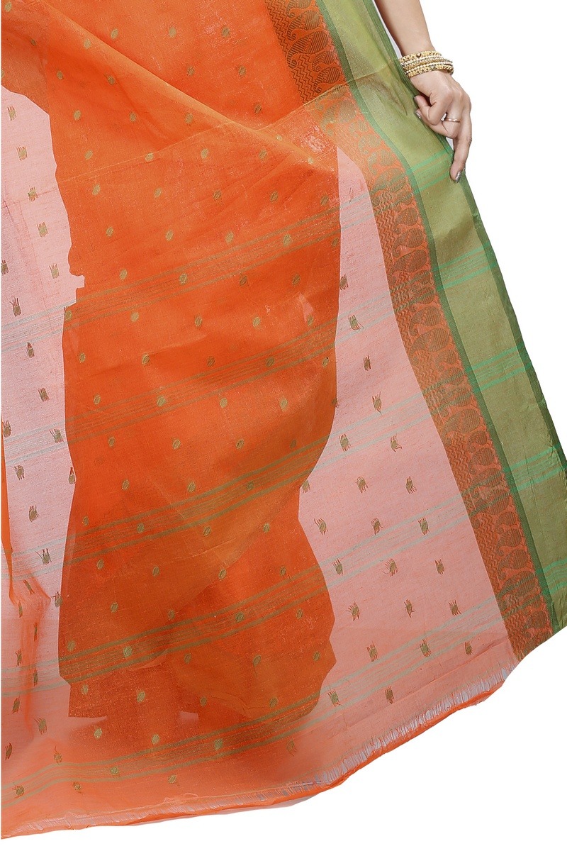 Orange Pure Cotton Rohel Tant Saree (8023)
