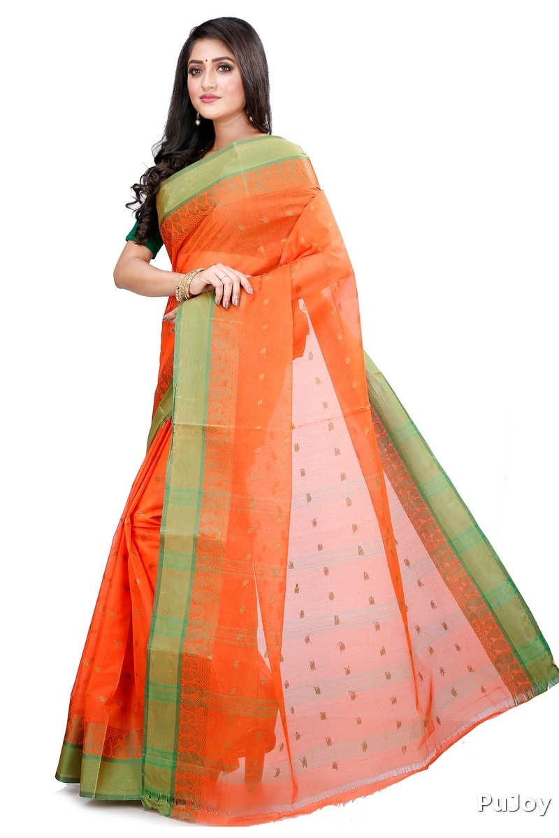 Orange Pure Cotton Rohel Tant Saree (8023)