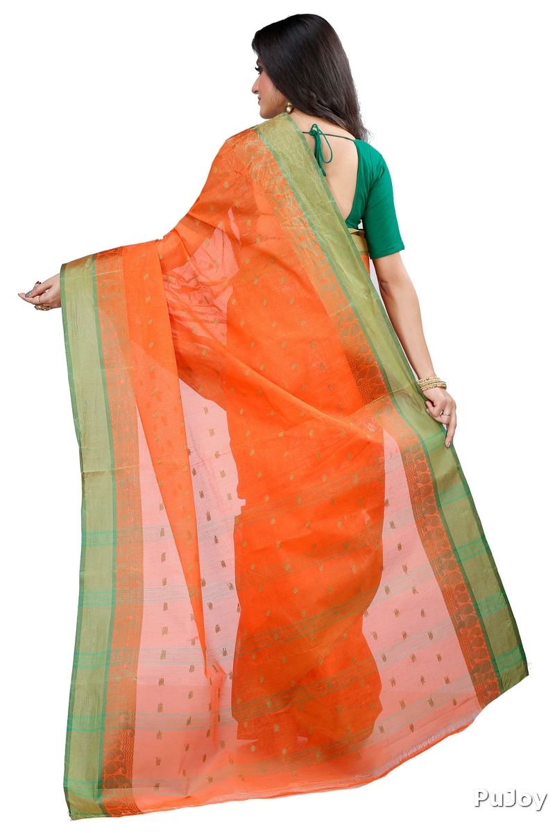 Orange Pure Cotton Rohel Tant Saree (8023)