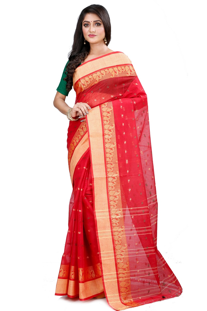 Red Pure Cotton Rohel Tant Saree (8024)
