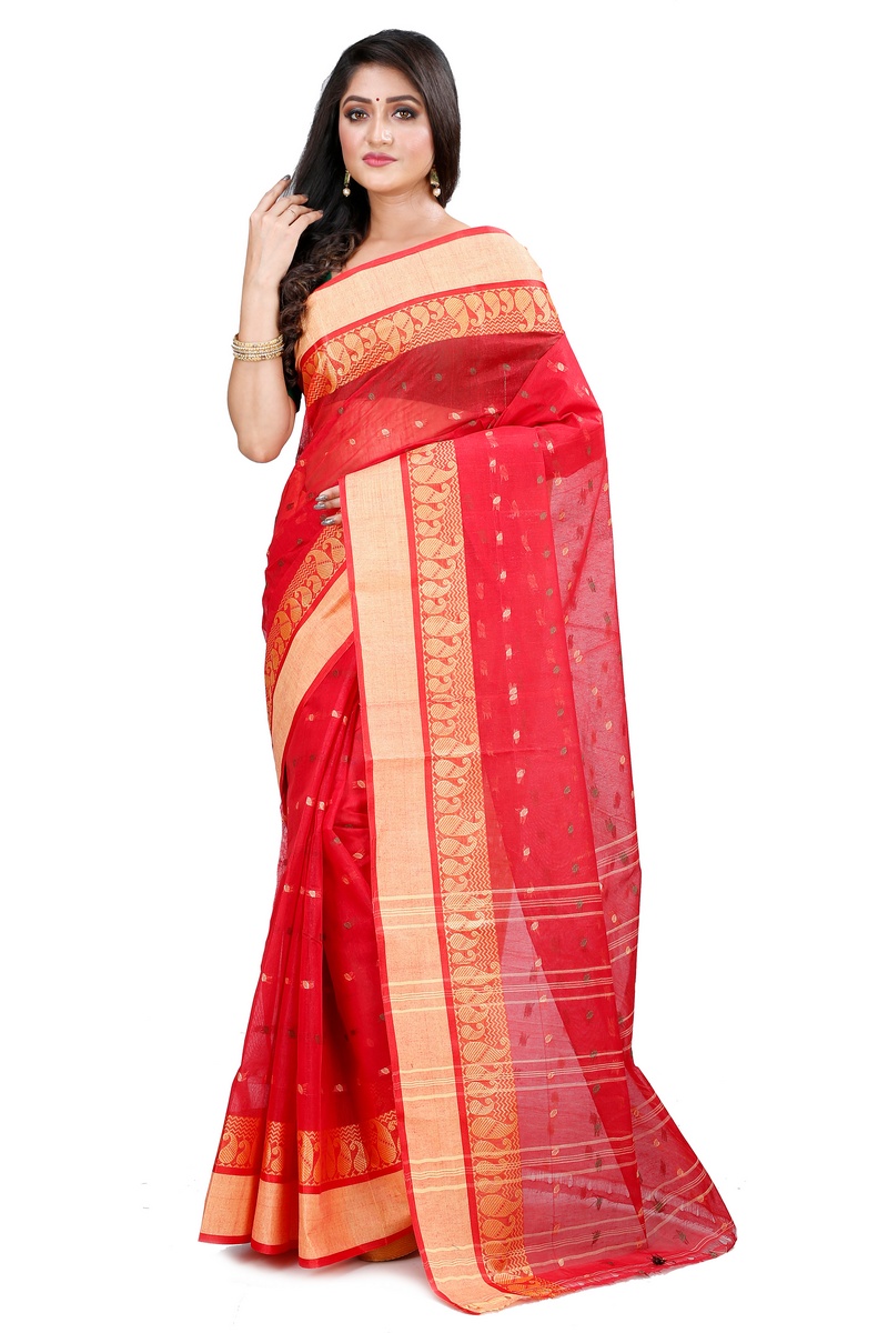 Red Pure Cotton Rohel Tant Saree (8024)