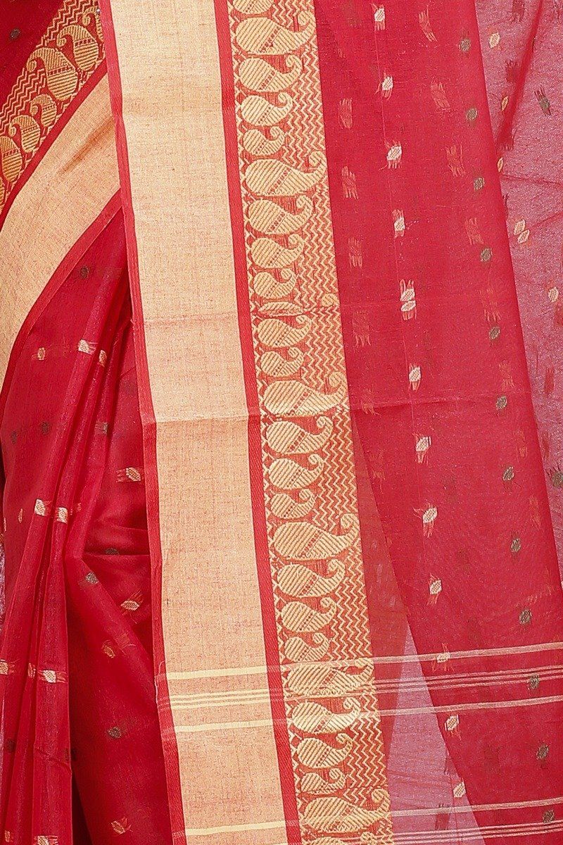 Red Pure Cotton Rohel Tant Saree (8024)