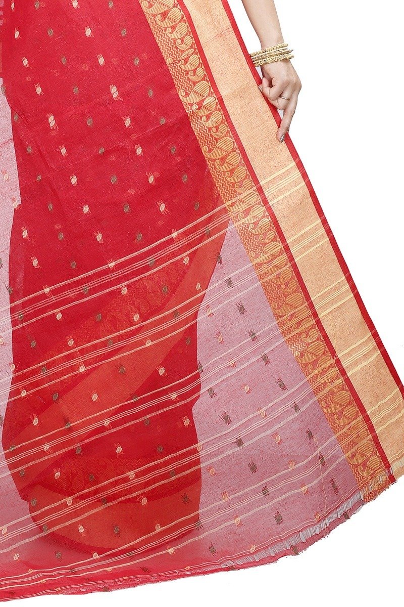 Red Pure Cotton Rohel Tant Saree (8024)