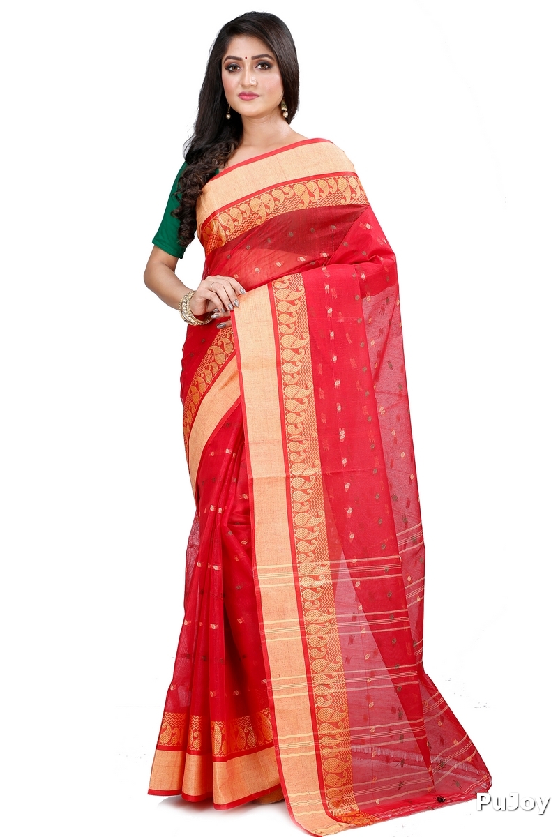 Red Pure Cotton Rohel Tant Saree (8024)