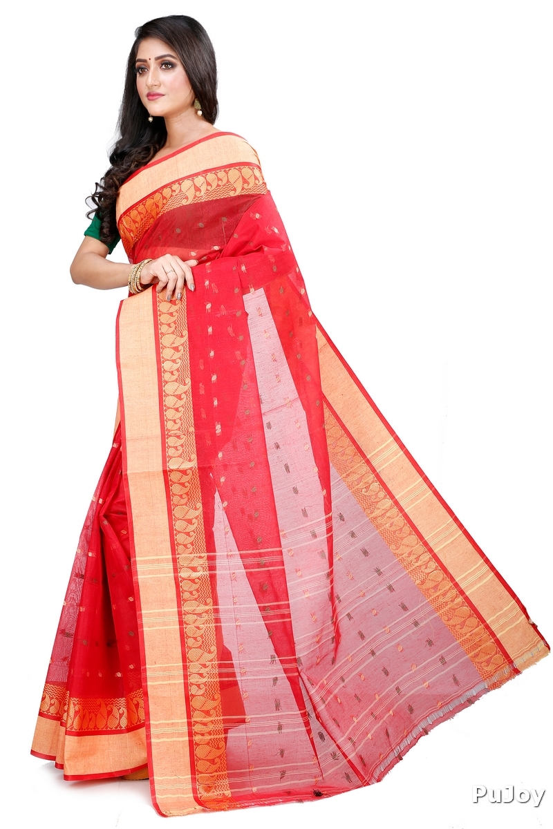Red Pure Cotton Rohel Tant Saree (8024)