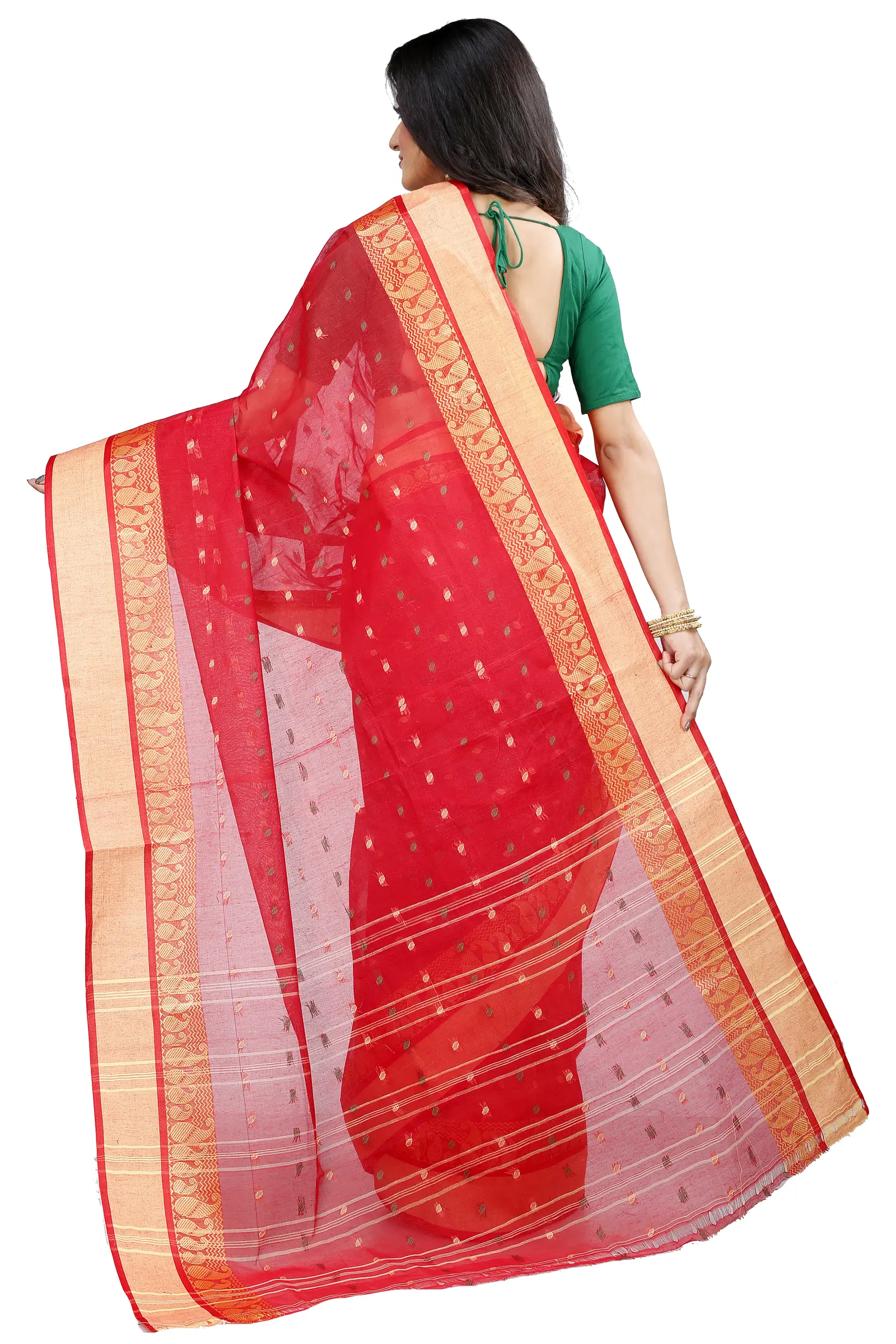 Red Pure Cotton Rohel Tant Saree (8024)