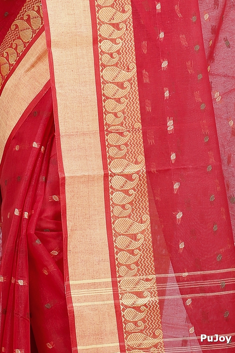 Red Pure Cotton Rohel Tant Saree (8024)