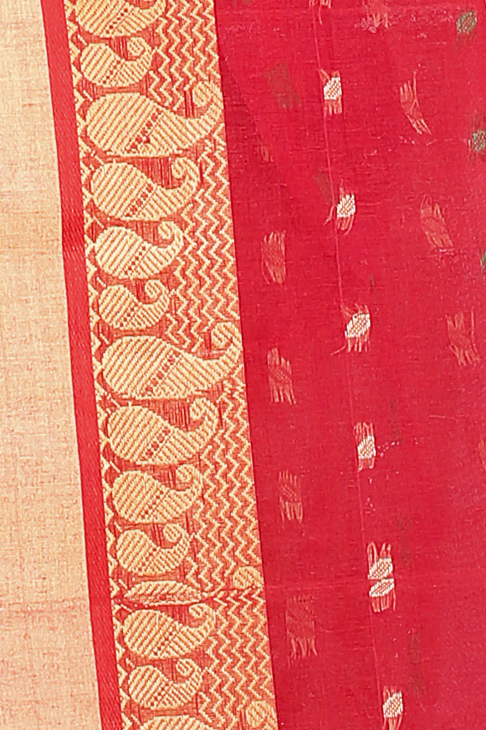 Red Pure Cotton Rohel Tant Saree (8024)