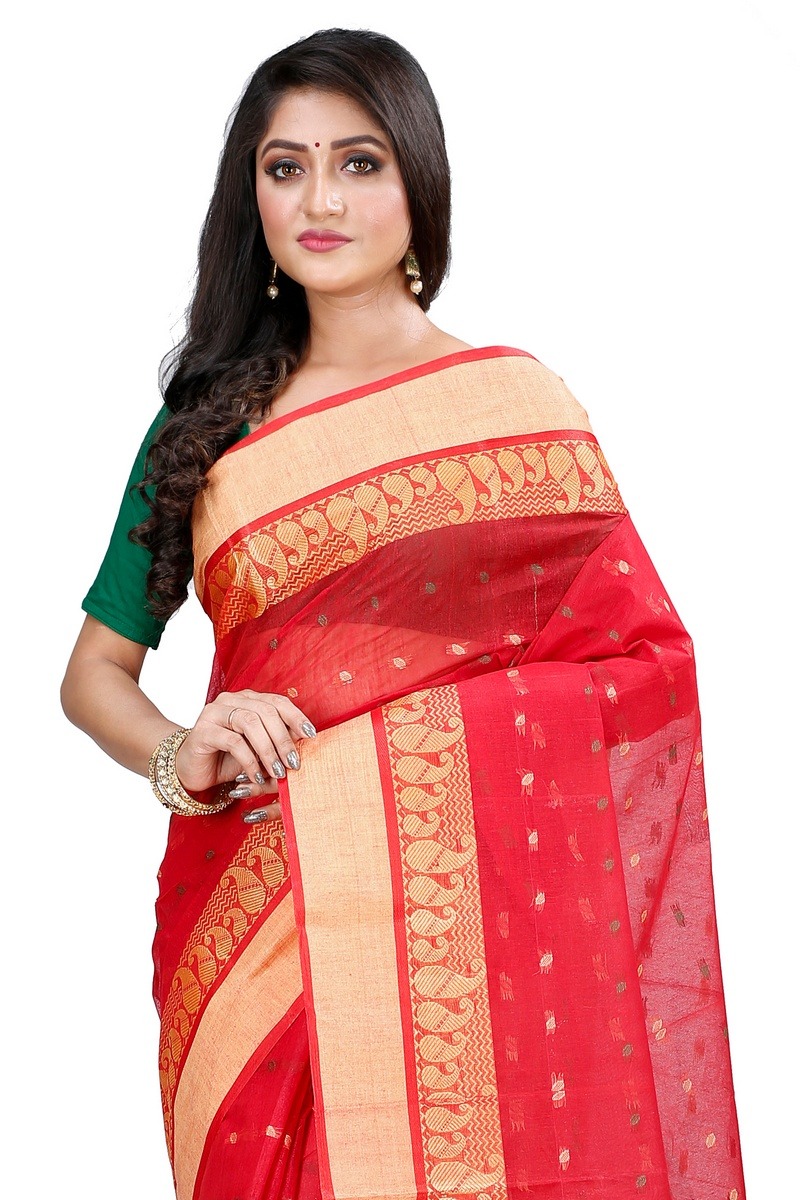 Red Pure Cotton Rohel Tant Saree (8024)