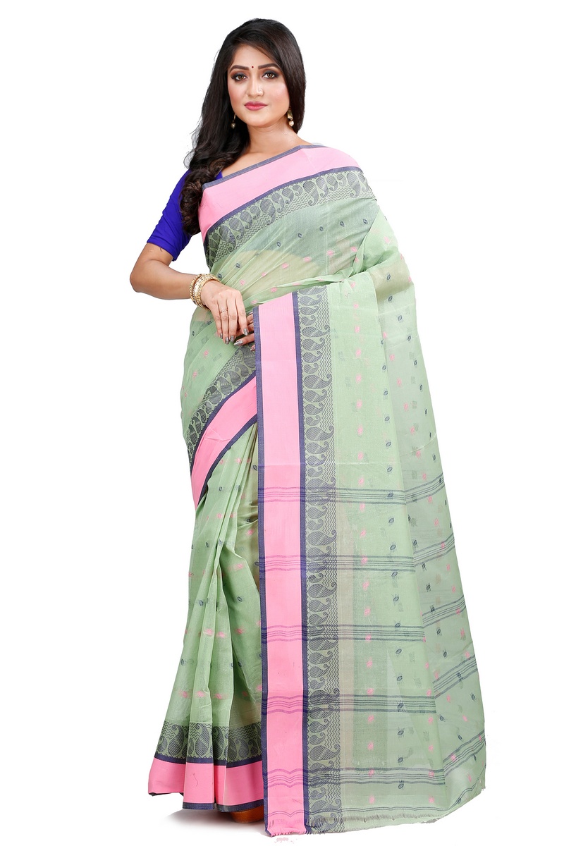 Olive Green Pure Cotton Rohel Tant Saree (8025)
