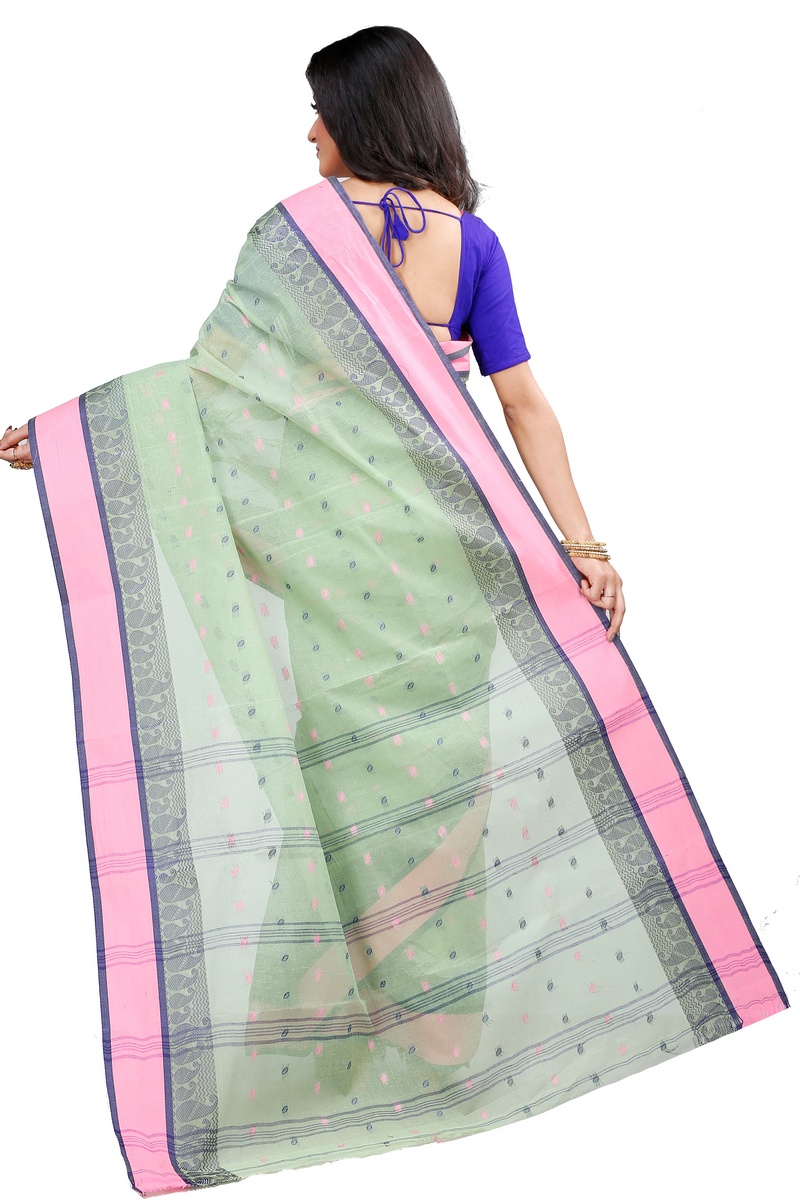 Olive Green Pure Cotton Rohel Tant Saree (8025)
